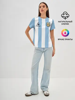 Женская базовая футболка / Марадона Аргентина ретро