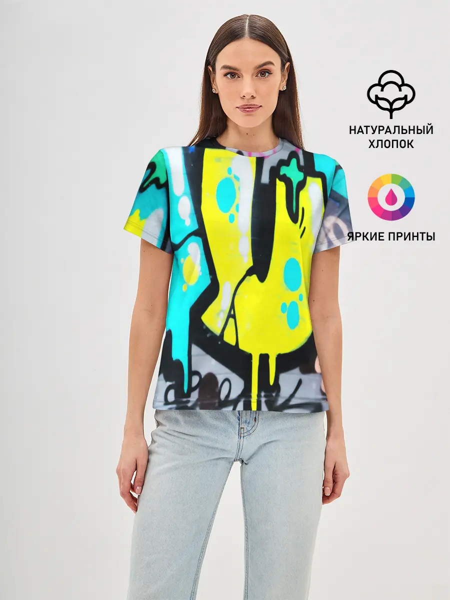 Женская базовая футболка / Кислотный арт