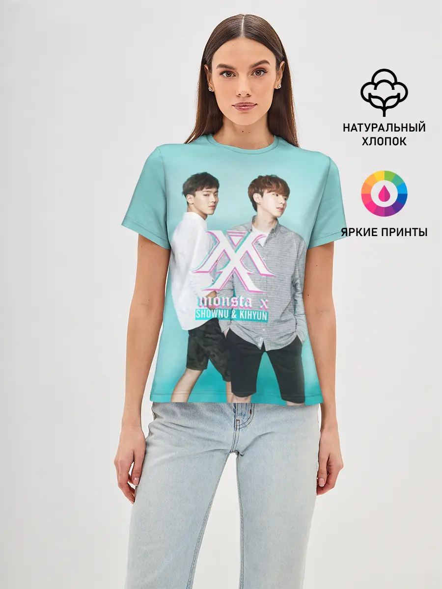 Женская базовая футболка / Shownu&Kihyun