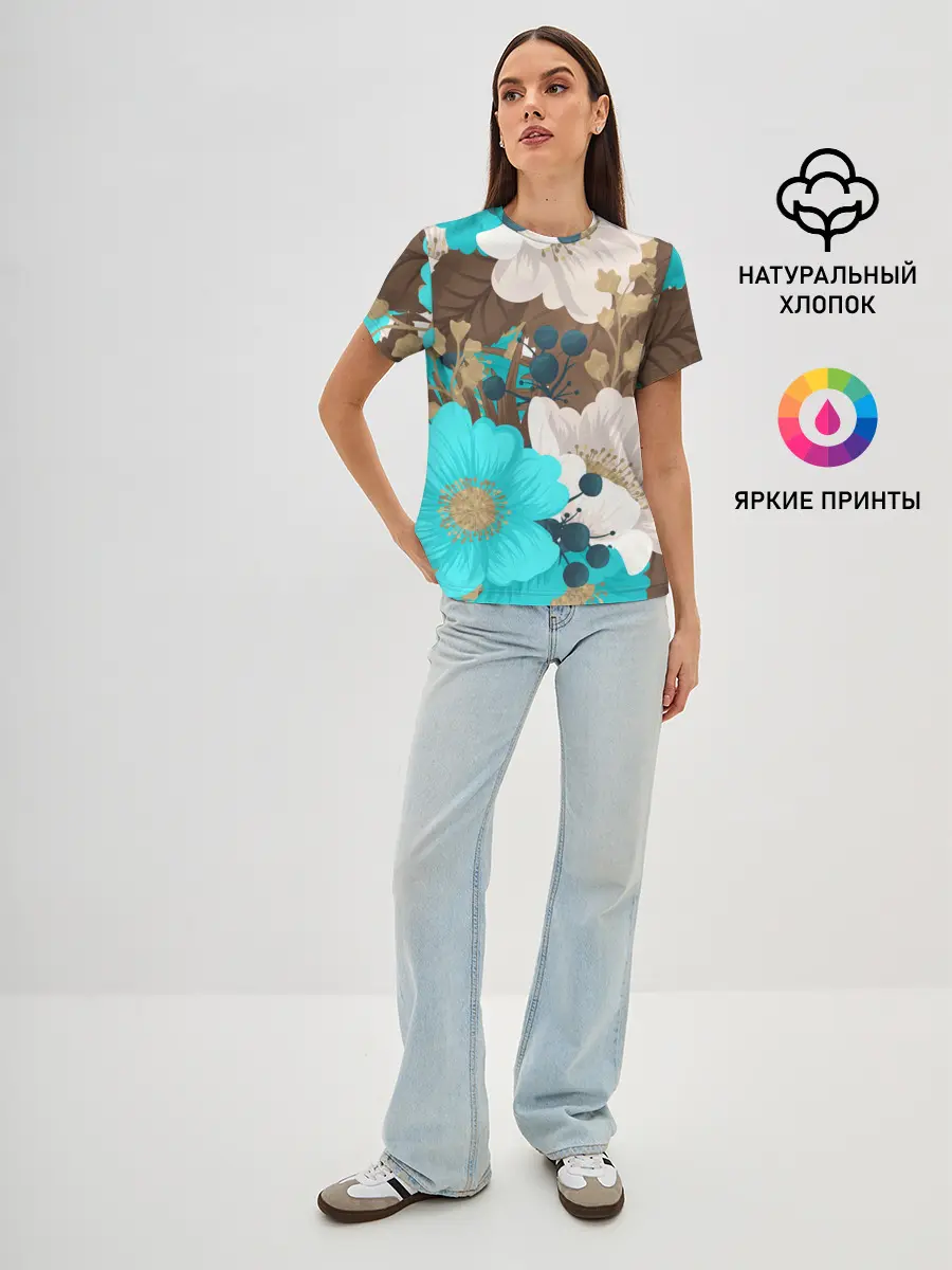 Женская базовая футболка / Красивые цвеТы