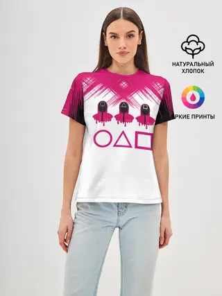 Женская базовая футболка / Игра в кальмара | геометрические фигуры,