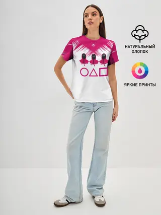 Женская базовая футболка / Игра в кальмара | геометрические фигуры,