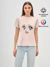 Женская базовая футболка / милое аниме лицо