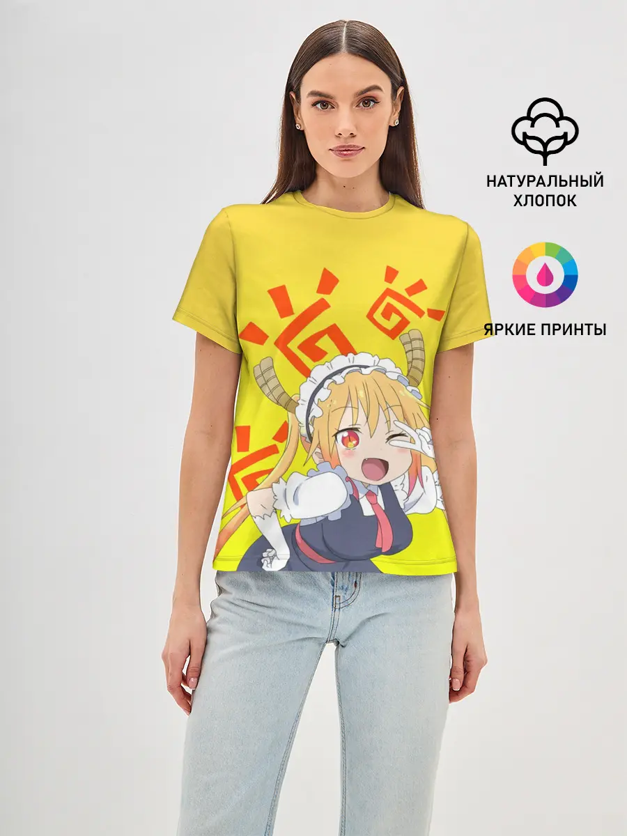 Женская базовая футболка / Тору, Дракон-горничная Кобаяши