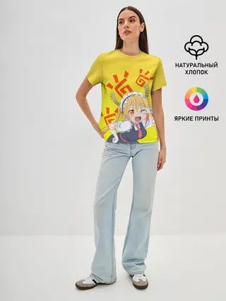 Женская базовая футболка / Тору, Дракон-горничная Кобаяши