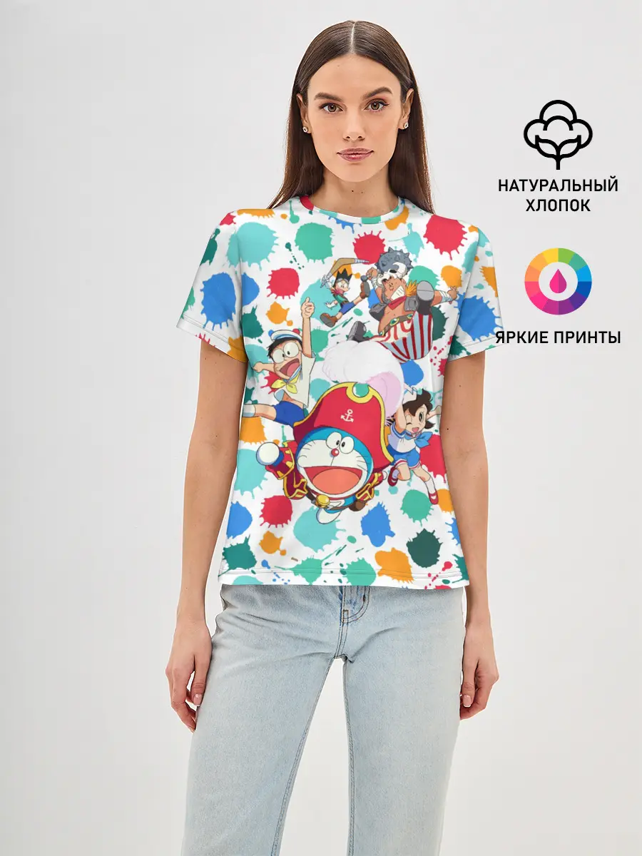 Женская базовая футболка / Дораэмон и компания