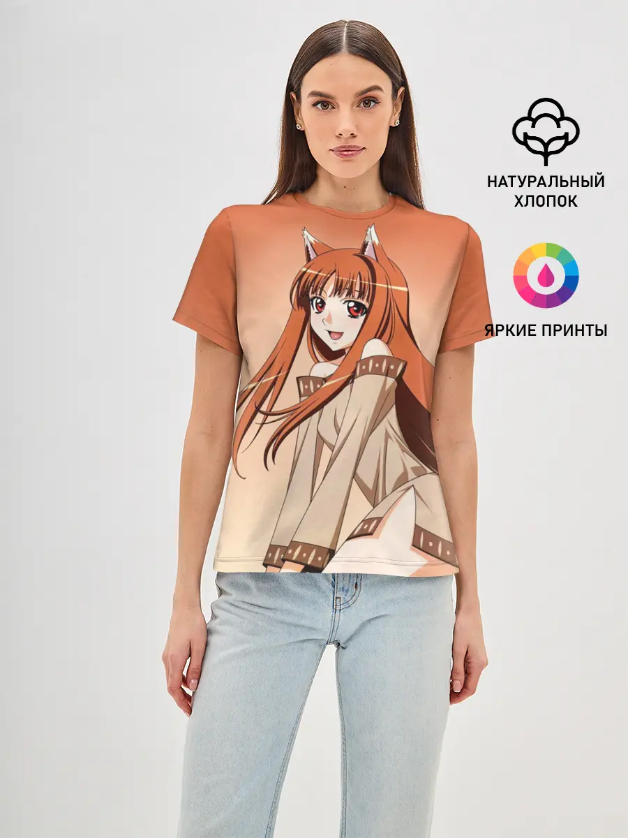 Женская базовая футболка / Милая аниме девочка-оборотень