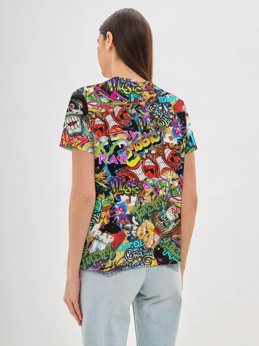 Женская базовая футболка / Граффити. Крейзи мьюзик