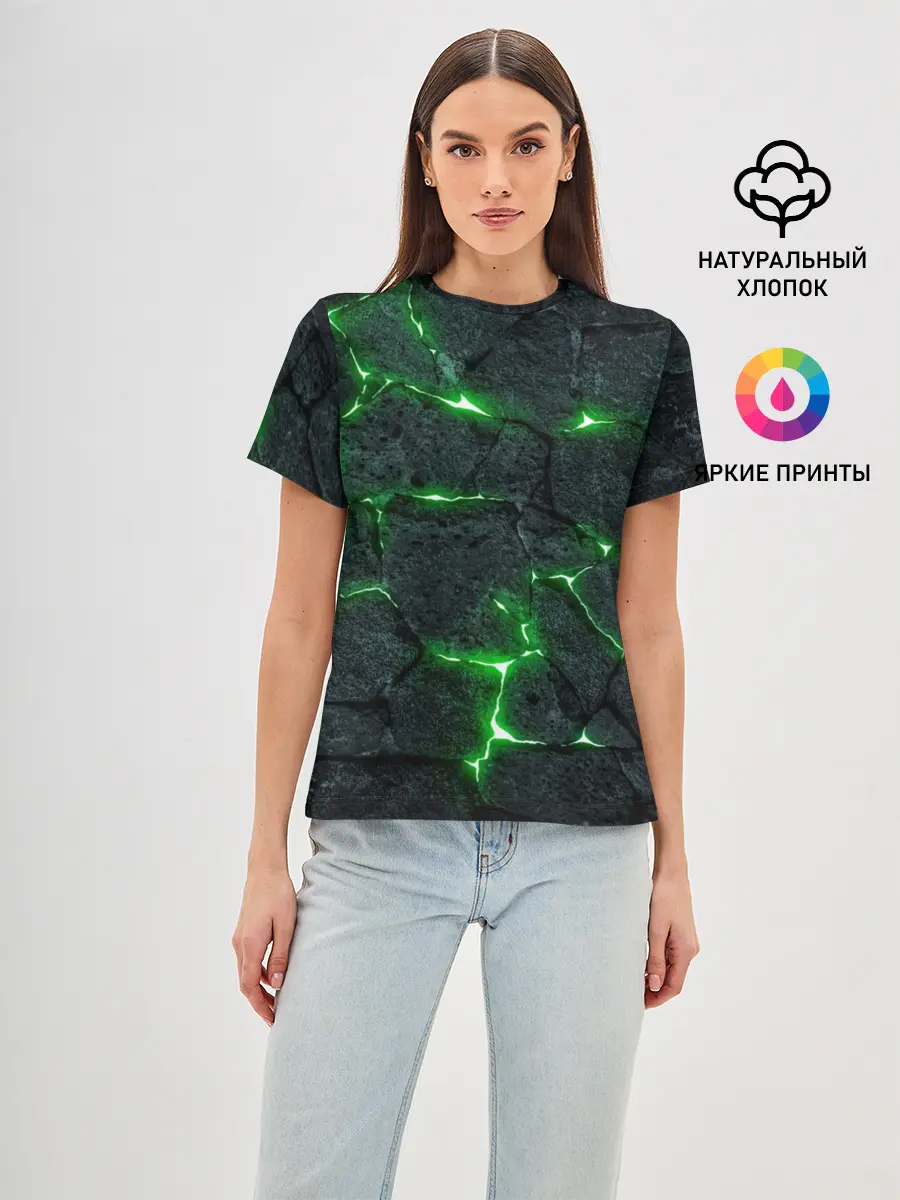 Женская базовая футболка / ЗЕЛЁНОЕ ИЗЛУЧЕНИЕ