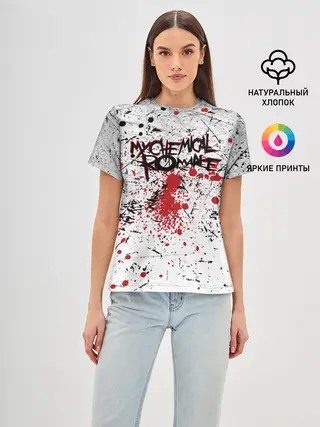 Женская базовая футболка / Кемикал Романс Рок Группа Лого