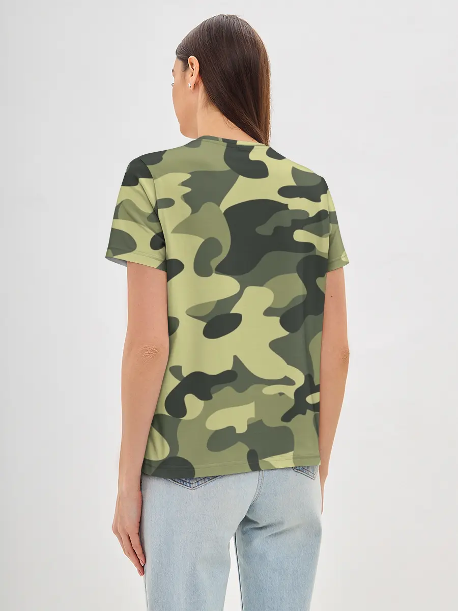 Женская базовая футболка / Камуфляж Хаки