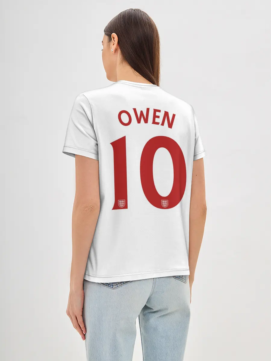 Женская базовая футболка / Майкл Оуэн Англия Ретро