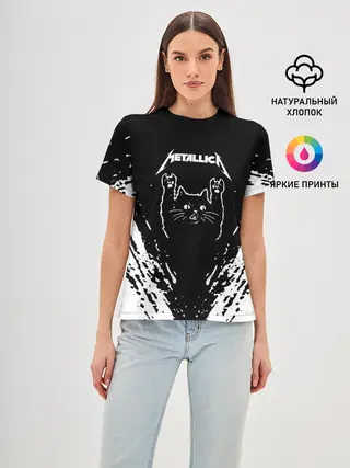 Женская базовая футболка / Мяуталлика / Meowtallica.