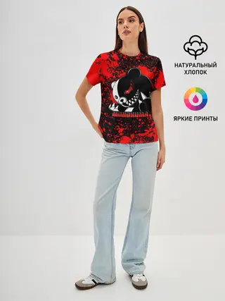 Женская базовая футболка / MONOKUMA / МОНОКУМА BLOOD