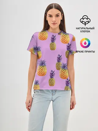 Женская базовая футболка / Ананасы