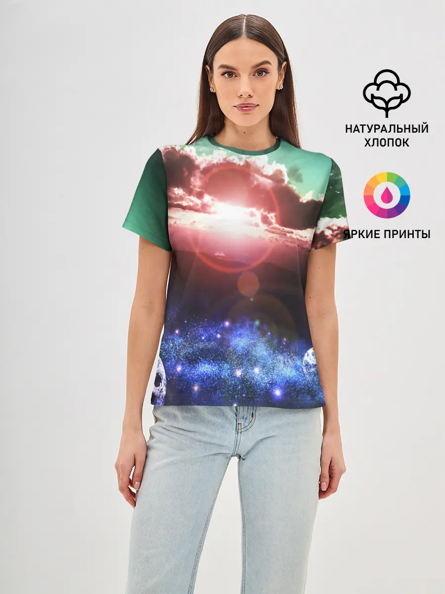 Женская базовая футболка / ЗАКАТ НОЧНОЙ