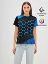 Женская базовая футболка / 3D luxury blue 3Д СОТЫ и плиты