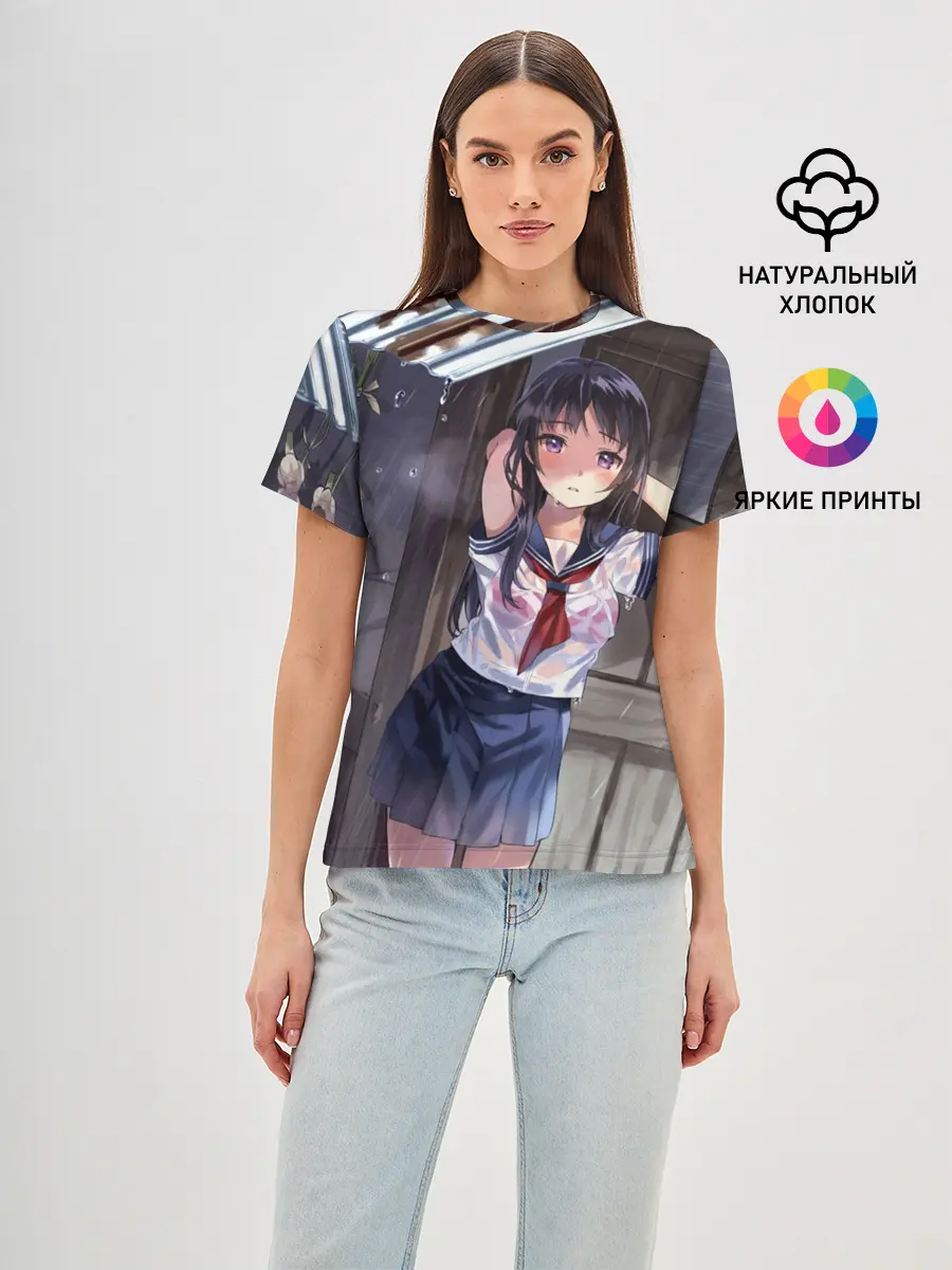 Женская базовая футболка / Летний дождь