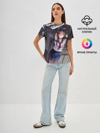 Женская базовая футболка / Летний дождь