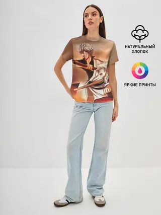 Женская базовая футболка / гинтоки саката самурай