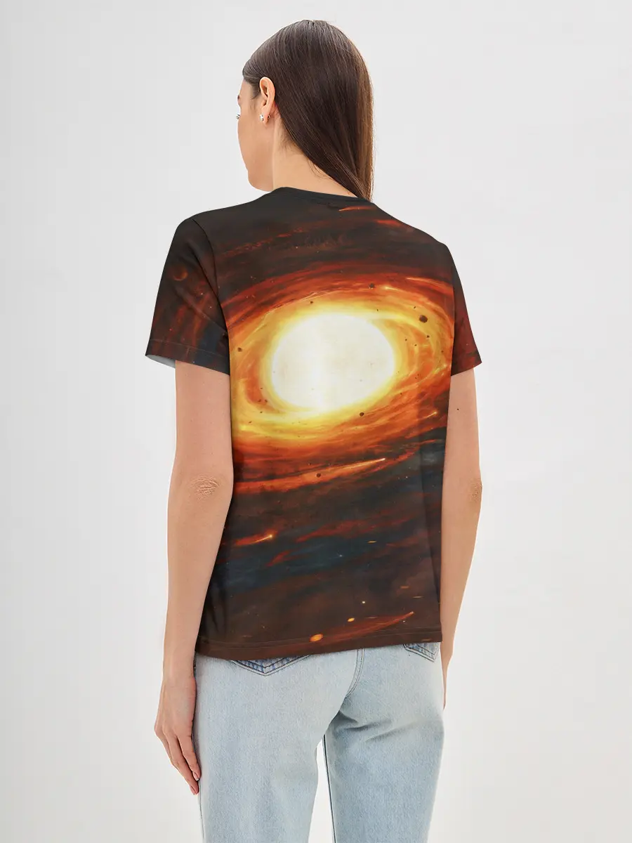 Женская базовая футболка / ГАЛАКТИКА / КОСМОС / СОЛНЦЕ