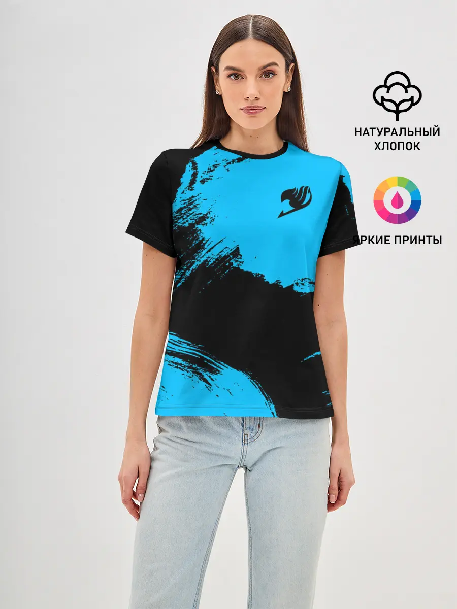 Женская базовая футболка / Хвост Феи синие мазки
