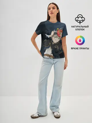 Женская базовая футболка / Черный клевер