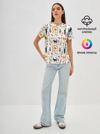 Женская базовая футболка / О кошках и птичках