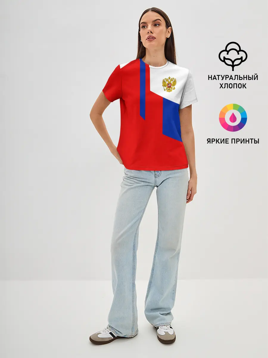 Женская базовая футболка / RUSSIA SPORT | РОССИЯ ТРИКОЛОР