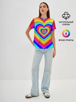 Женская базовая футболка / Цветные сердца | Colored hearts