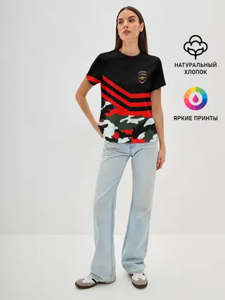 Женская базовая футболка / Камуфляж Полиция