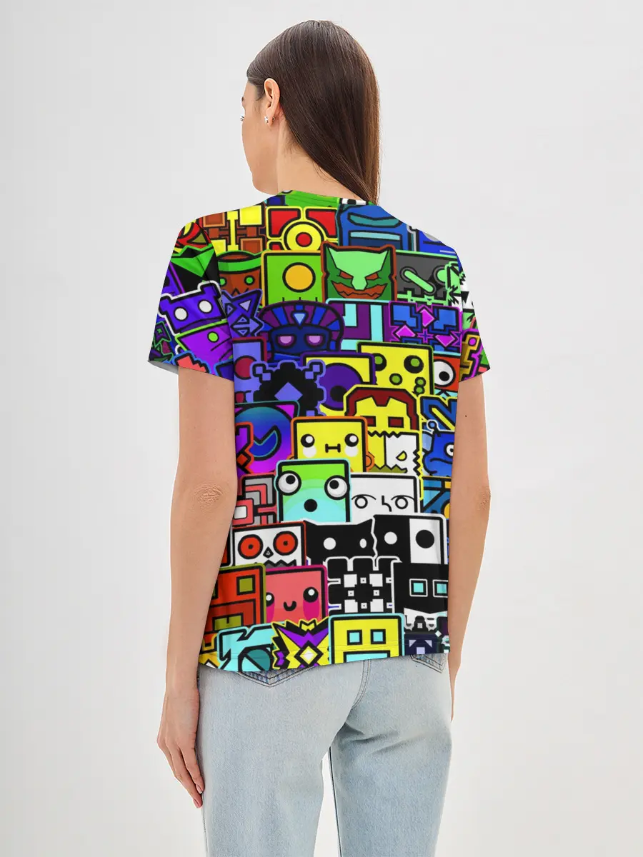 Женская базовая футболка / GEOMETRY DASH ВСЕ СКИНЫ