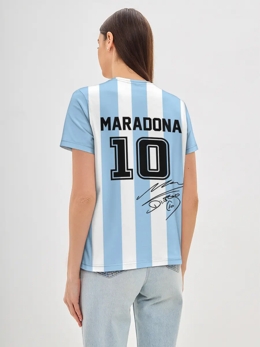 Женская базовая футболка / Форма Марадоны с автографом