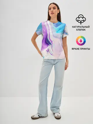 Женская базовая футболка / Акварельные разводы