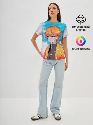 Женская базовая футболка / КЛИНОК РАССЕКАЮЩИЙ ДЕМОНОВ, ЗЕНИТЦУ