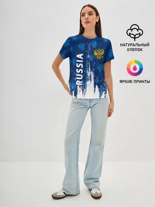 Женская базовая футболка / RUSSIA / РОССИЯ