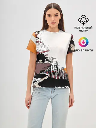 Женская базовая футболка / Афросамурай аниме