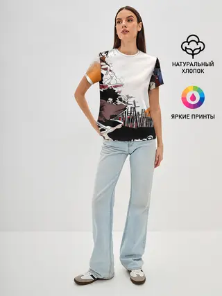 Женская базовая футболка / Афросамурай аниме