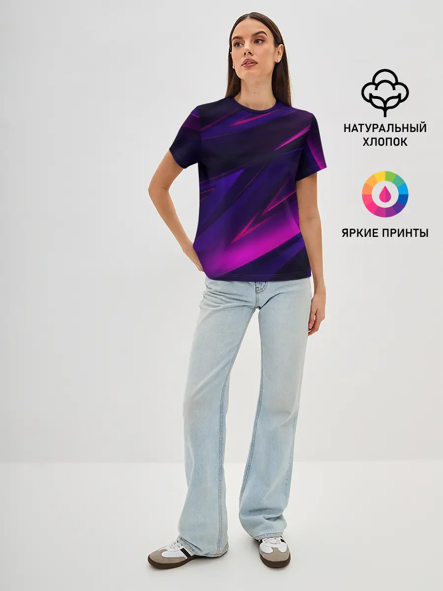 Женская базовая футболка / GEOMETRY STRIPES NEON