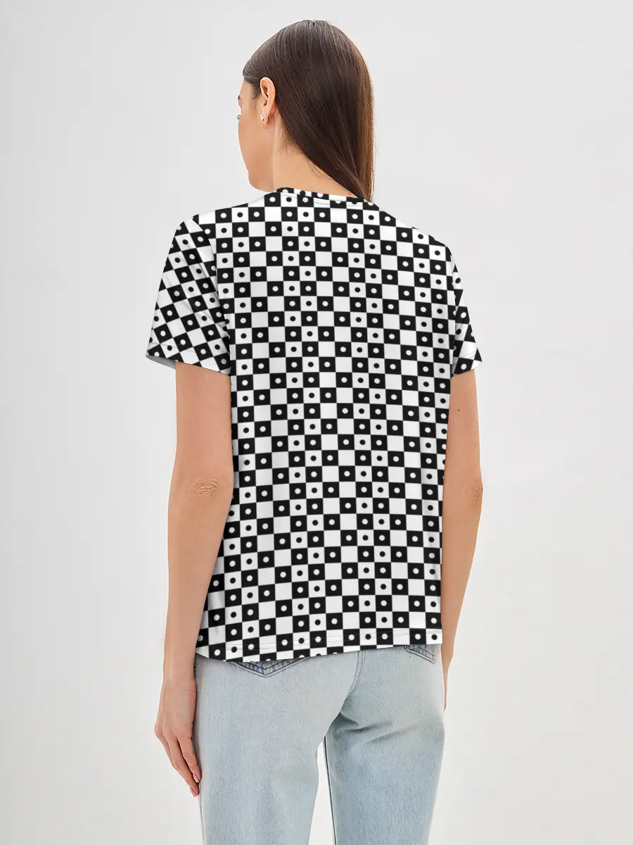 Женская базовая футболка / ШАХМАТНАЯ КЛЕТКА В ГОРОШЕК