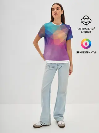 Женская базовая футболка / Цветные полигоны - Градиент