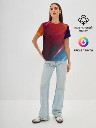 Женская базовая футболка / НЕОНОВАЯ АБСТРАКЦИЯ