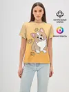 Женская базовая футболка / Персик Корги