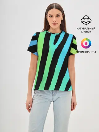 Женская базовая футболка / Радужная зебра