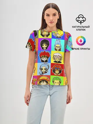 Женская базовая футболка / ONE PIECE / ВАН ПИС / УЗОР