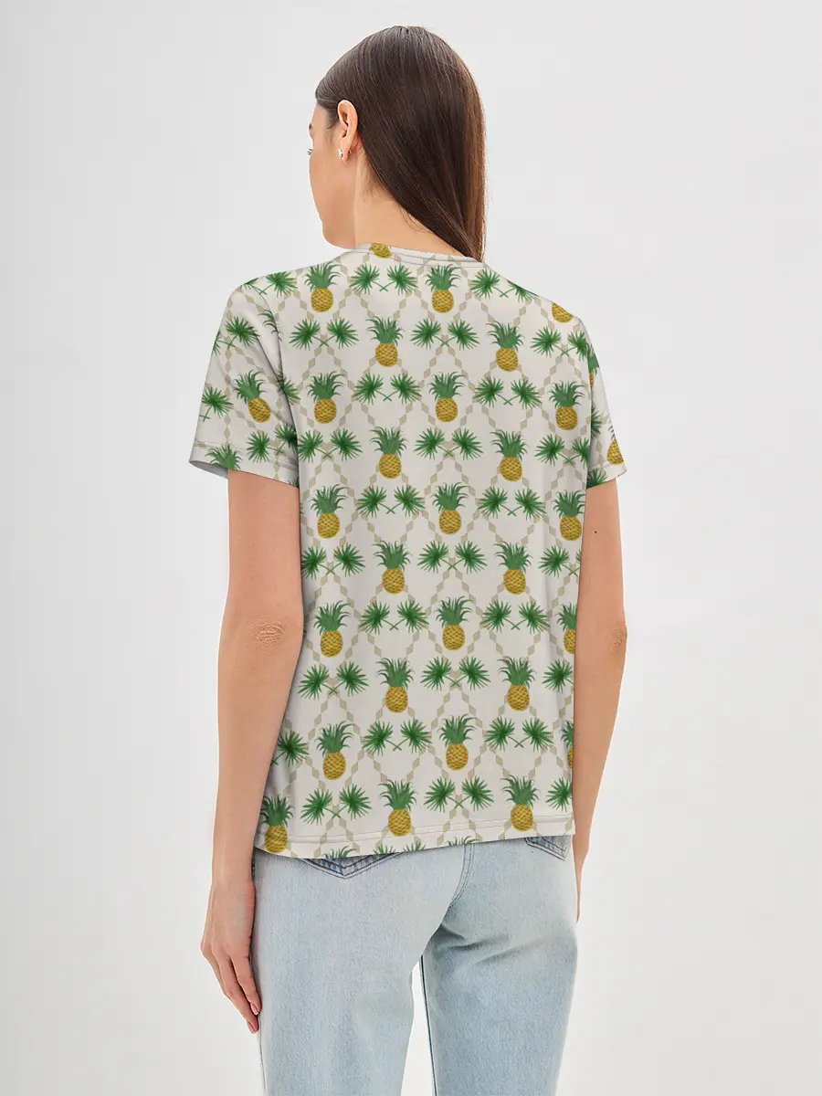 Женская базовая футболка / Узор ретро Ананасы