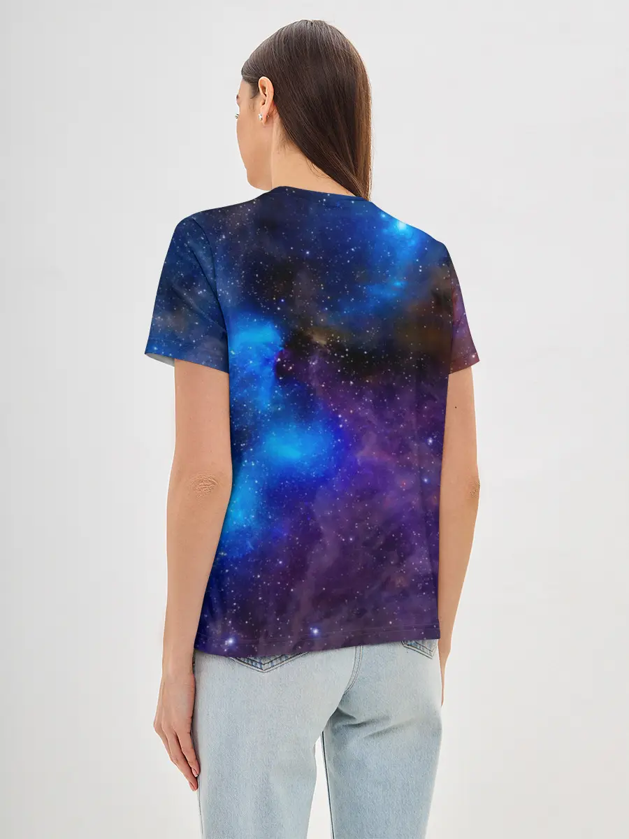 Женская базовая футболка / Мопс Космонавт