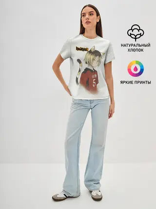 Женская базовая футболка / Кенма Козуме | Haikyuu!!