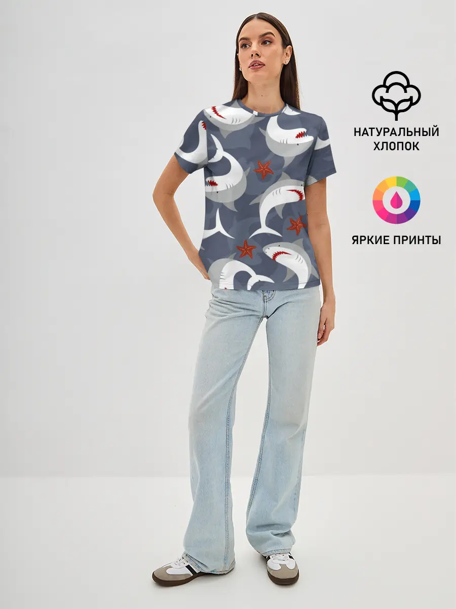 Женская базовая футболка / Акулы