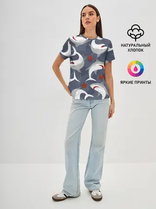 Женская базовая футболка / Акулы